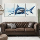 3pcs Shark Splashing Through Ocean Waves Perfect Wall Art Set Canvas Framed 40x60cm - High Quality Print 100% Australian Made Wall Canvas Ready to Hang