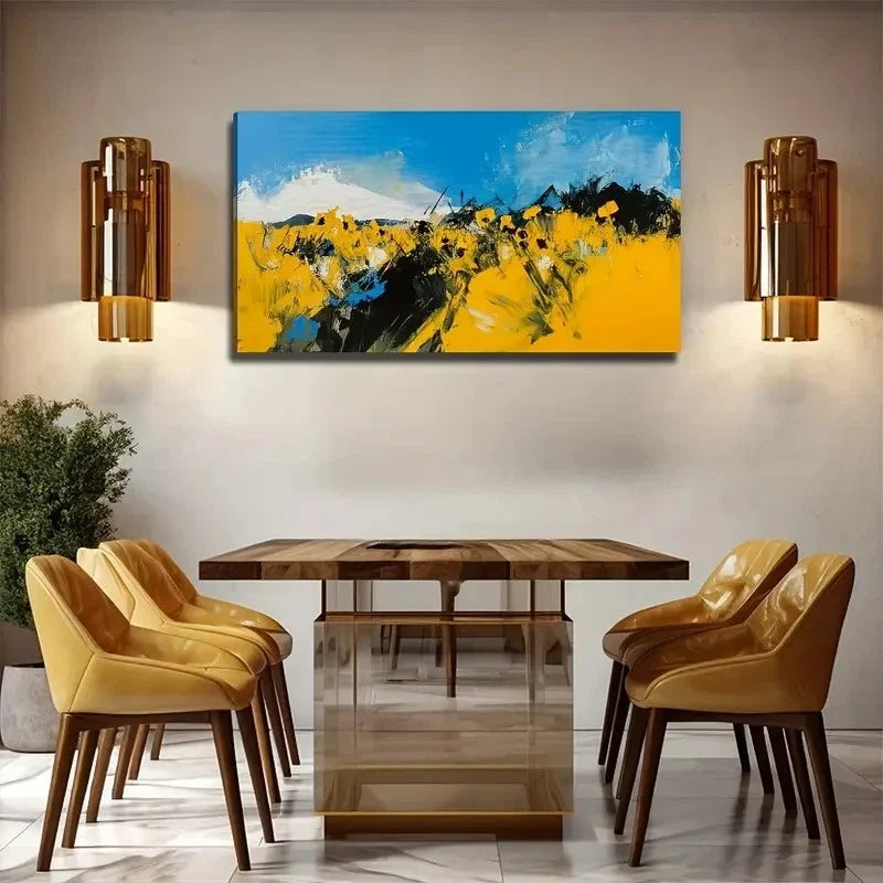 Abstract Wheat Field Perfect Wall Art Canvas Office Home Room Framed 80x45cm