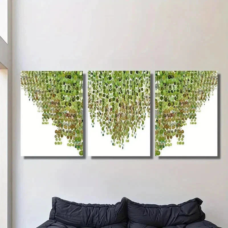 3pcs  Vine green plant leaf art, plant dark   Metal Print Ready to Hang Art