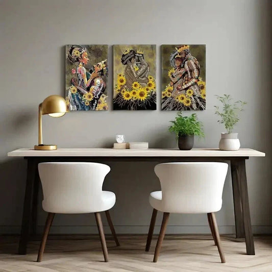 3pcs   Black for Man Couple Sunflower Posters  Metal Print Ready to Hang Art
