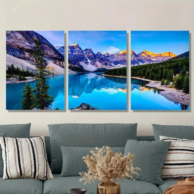3pcs Classic Modern Art Deco Landscape Metal Print Ready to Hang Art