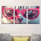 3pcs Animal Cat Wearing Pink Glasses Style Metal Print Ready to Hang Art