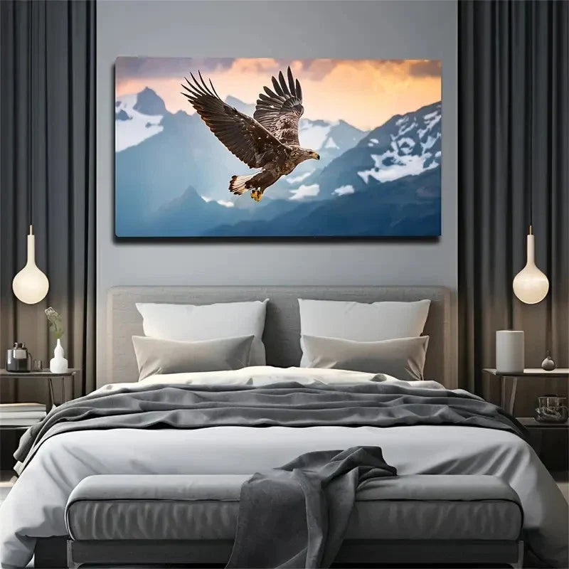 Majestic Eagle In Flight Wall Art Canvas Office Home Room Framed 120x60cm