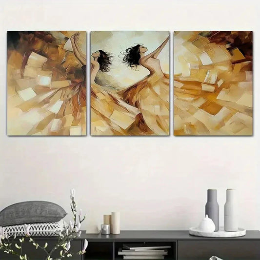 3pcs Dance Abstract Oil Painting Modern Metal Print Ready to Hang Art