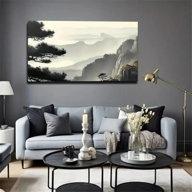 Mountain Landscape Winter Wall Art Canvas Office Home Room Framed 120x60cm