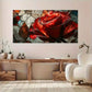 Red Rose & Mosaic Glass Wall Art Canvas Office Home Room Framed 120x60cm
