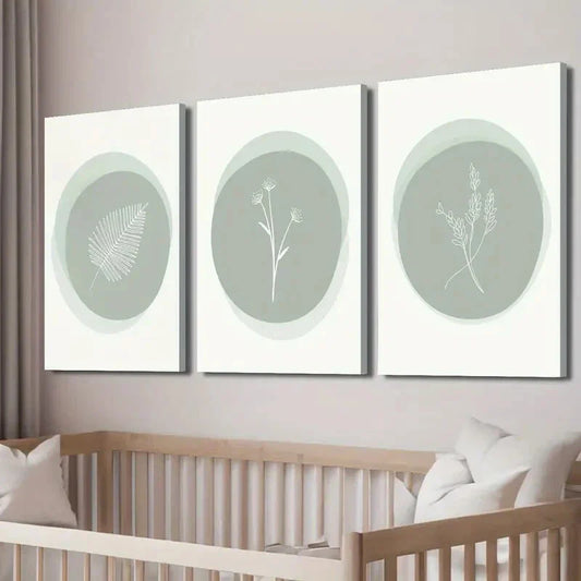 3pcs White & Mint Green Line Accents Wall Art Set Canvas Framed 40x60cm - High Quality Print 100% Australian Made Wall Canvas Ready to Hang