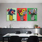 3pcs Colorful Floral Flower Vases Perfect Wall Art Set Canvas Framed 40x60cm - High Quality Print 100% Australian Made Wall Canvas Ready to Hang