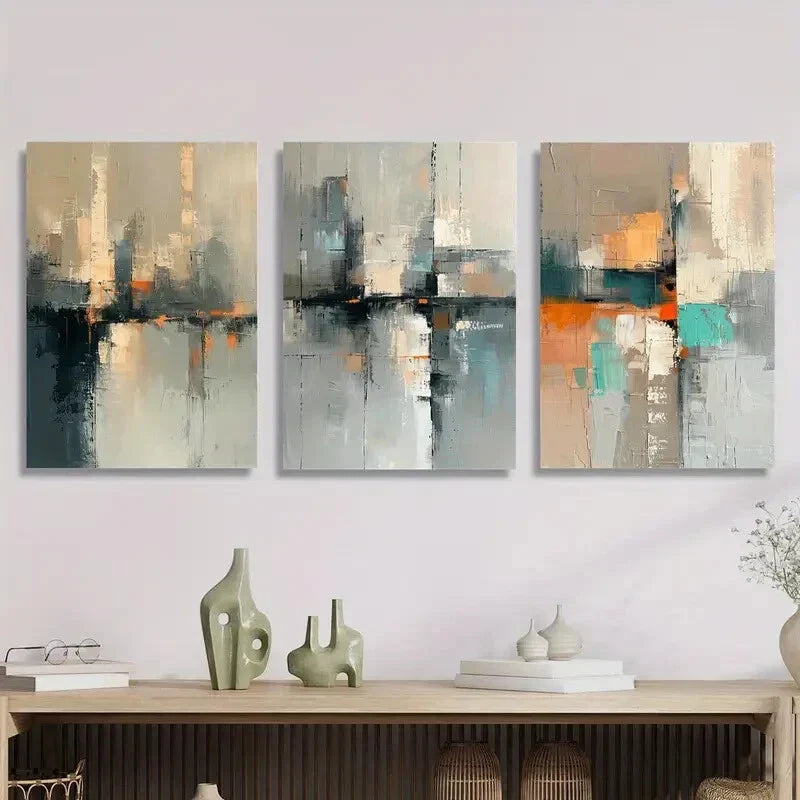 3pcs Modern Minimalist Urban Landscape Metal Print Ready to Hang Art