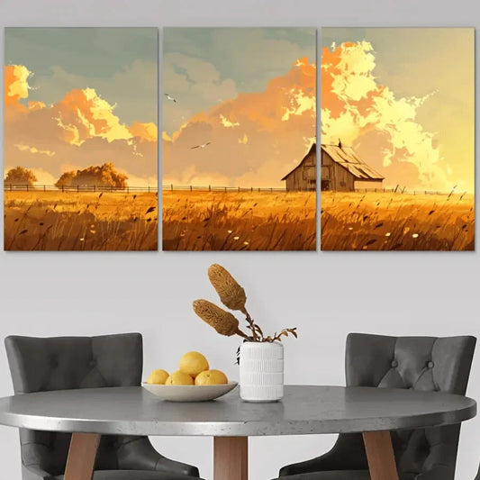 3pcs Rustic Farmhouse Old Barn Metal Print Ready to Hang Art