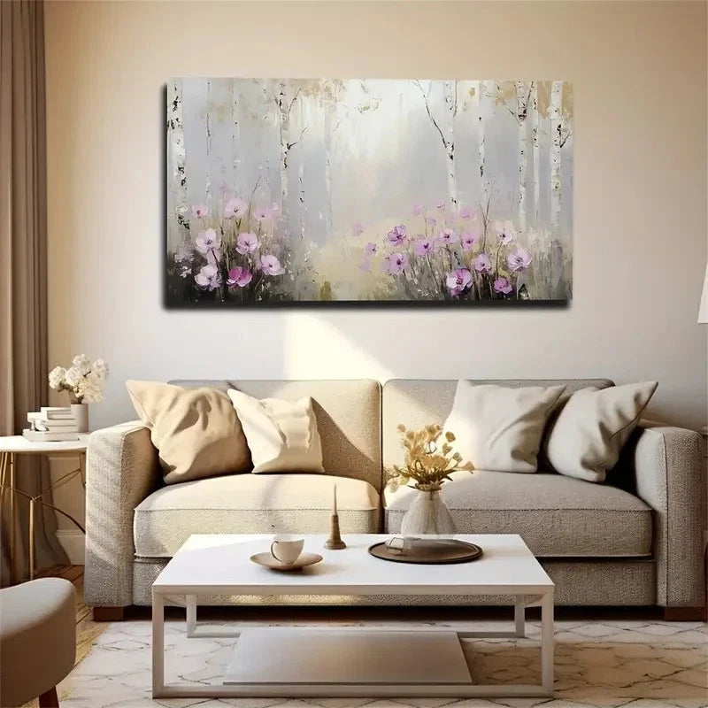 Birch Tree Branches And Leaves Wall Art Canvas Office Home Room Framed 120x60cm