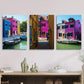 3pcs Island Canal Scene with Vibrant Buildings Metal Print Ready to Hang Art