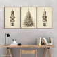 3pcs Featuring Christmas Tree And Santa Claus Metal Print Ready to Hang Art