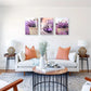 3pcs Purple Lavender Flower & Train Vibrant Metal Print Ready to Hang Art
