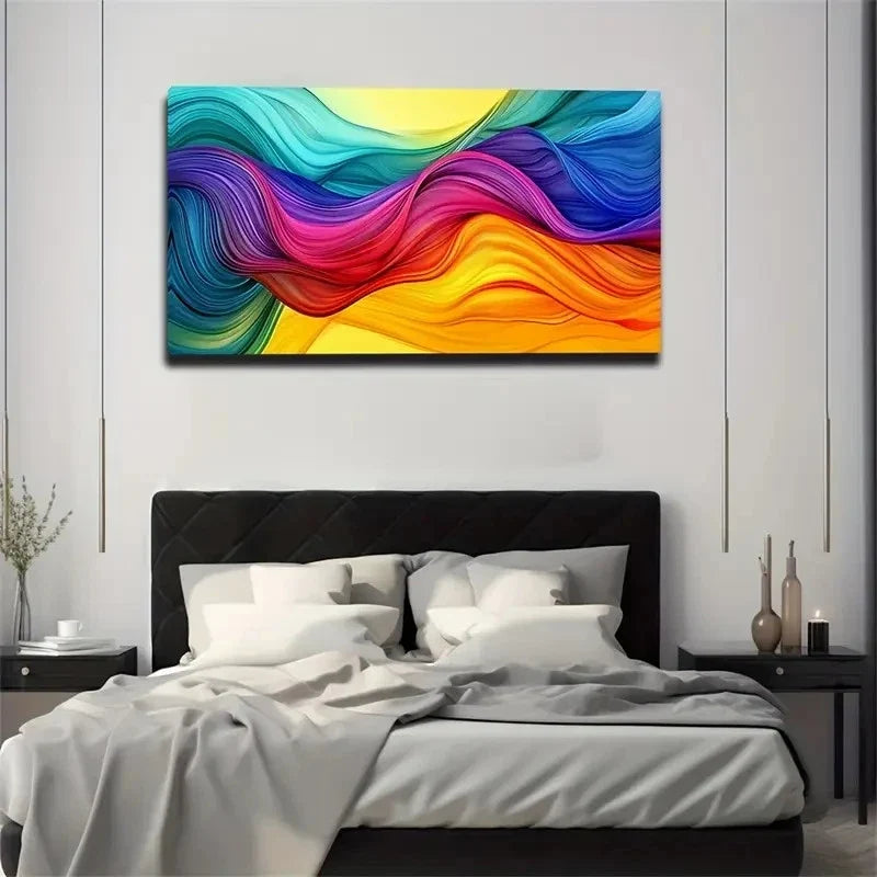 Smooth Dopamine Curve Wall Art Canvas Office Home Room Framed 80x45cm