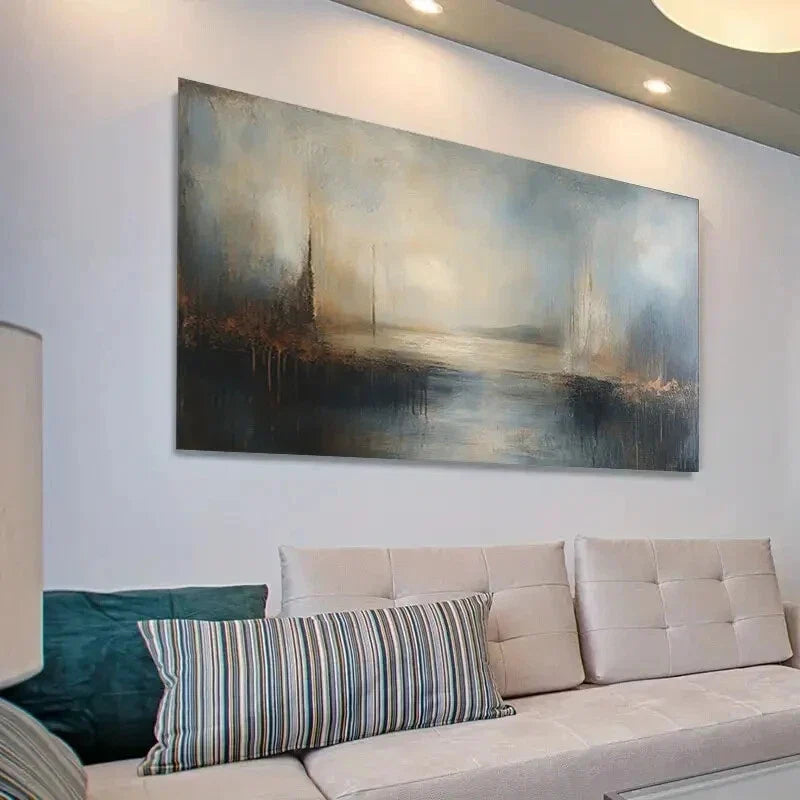 Abstract Coastal Landscape Wall Art Canvas Office Home Room Framed 120x60cm
