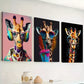 3pcs stylish giraffe - animal paintings graffiti  Wall Art Set Canvas Framed 40x60cm - High Quality Print 100% Australian Made Wall Canvas Ready to Hang