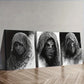 3pcs The Enigmatic Cloaked Woman from Egypt Wall Art Set Canvas Framed 40x60cm - High Quality Print 100% Australian Made Wall Canvas Ready to Hang