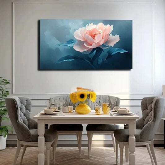 Peony Flower In Bloom Modern Wall Art Canvas Office Home Room Framed 120x60cm