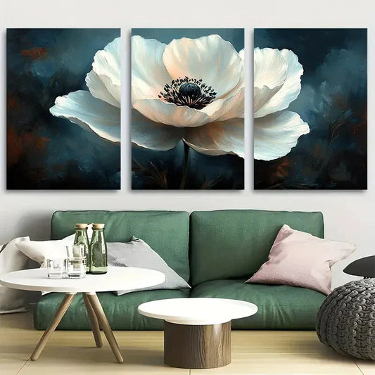 3pcs Black White Flower Neutral Tones Metal Print Ready to Hang Art