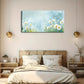 White Daisies Soft Blue & Green Wall Art Canvas Office Home Room Framed 120x60cm