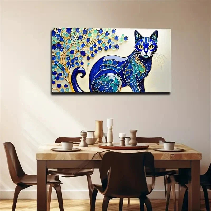 Blue White Porcelain Pattern Wall Art Canvas Office Home Room Framed 80x45cm