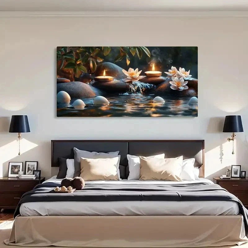 Soft Candlelight Elements Wall Art Canvas Office Home Room Framed 120x60cm