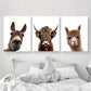 3pcs Cute Brown Animals Metal Print Ready to Hang Art