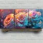 3pcs Pink Rose Floral Blue & Pink Metal Print Ready to Hang Art