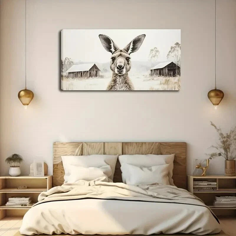 Abstract Deer Black White Wall Art Canvas Office Home Room Framed 120x60cm