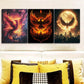 3pcs Fire Phoenix Theme Luxurious Cloth Metal Print Ready to Hang Art