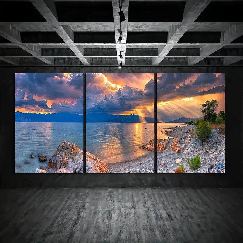 3pcs Dark Storm Sky, Dramatic Nature Metal Print Ready to Hang Art