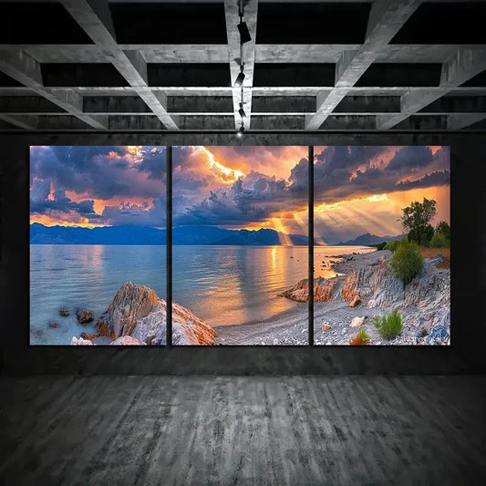 3pcs Dark Storm Sky, Dramatic Nature Metal Print Ready to Hang Art