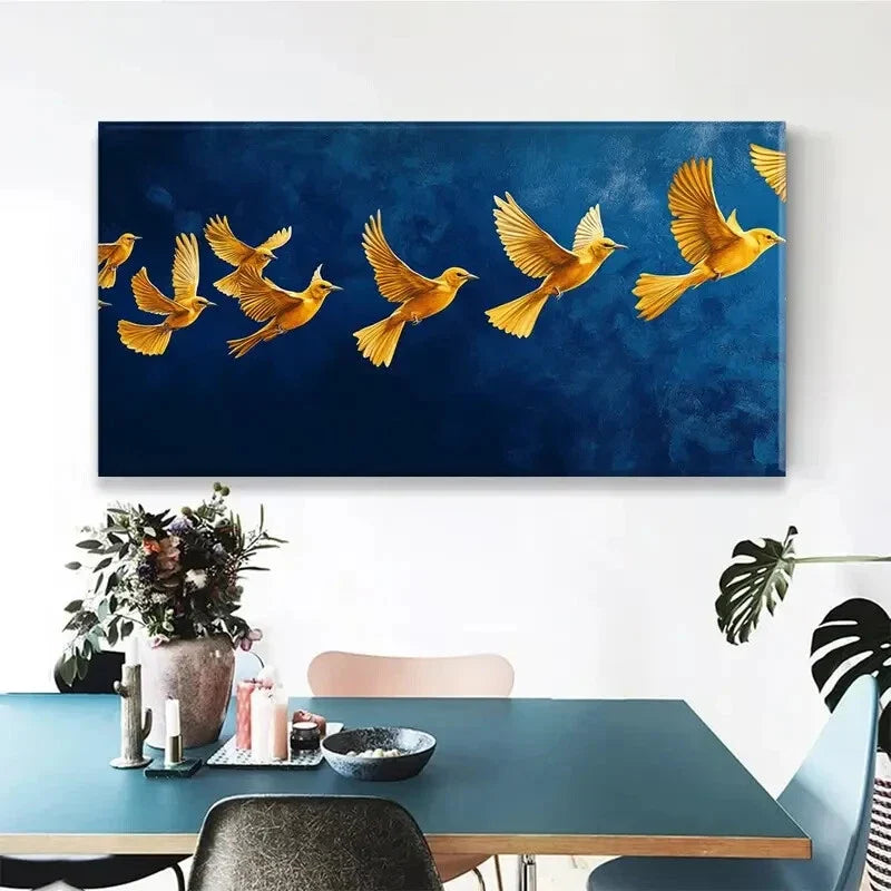 Birds Depicting Flight a Sky Wall Art Canvas Office Home Room Framed 120x60cm