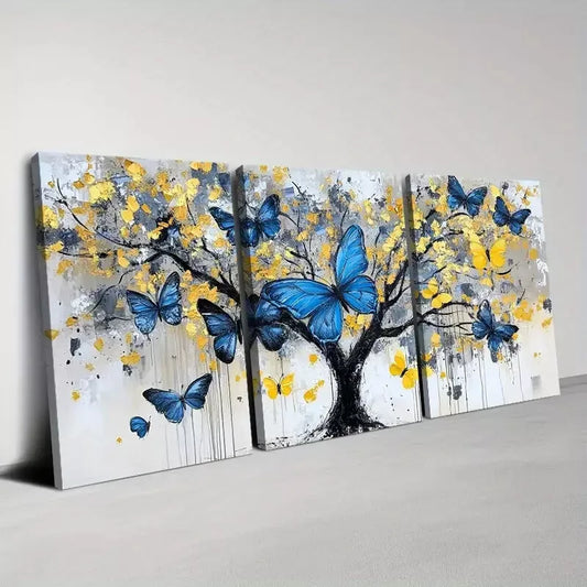 3pcs Beautiful Fresh Tree with Butterfly Of  Life Wall Art Set Canvas Framed 40x60cm - High Quality Print 100% Australian Made Wall Canvas Ready to Hang