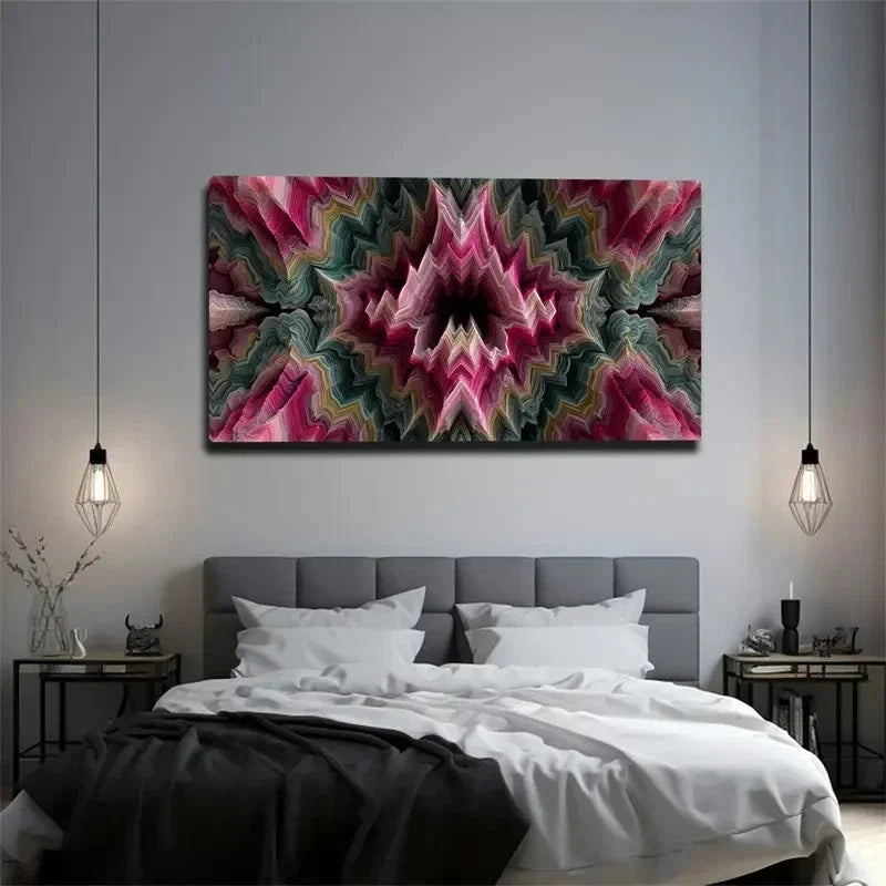 Elegant Design Symmetrical Wall Art Canvas Office Home Room Framed 80x45cm