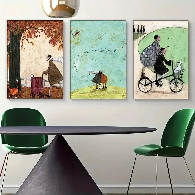 3pcs Elderly Couple Theme, Metal Print Ready to Hang Art