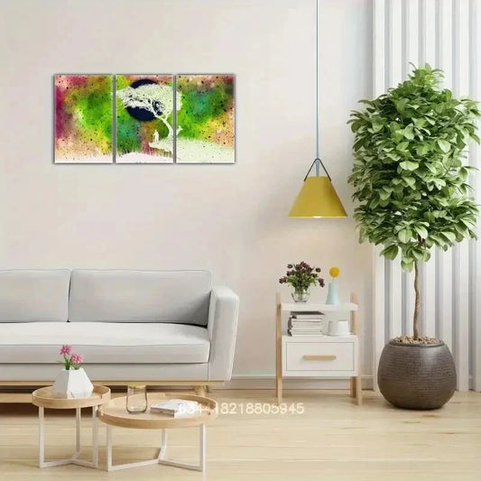 3pcs Blue purple sky and trees decoration Metal Print Ready to Hang Art