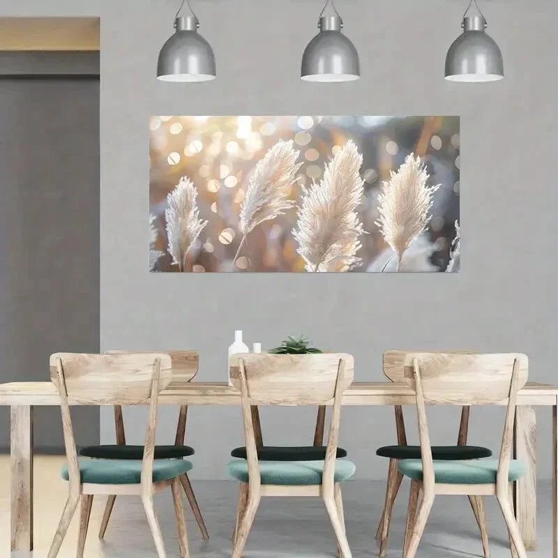 Abstract Floral White Reed wall canvas office home room framed 120x60cm