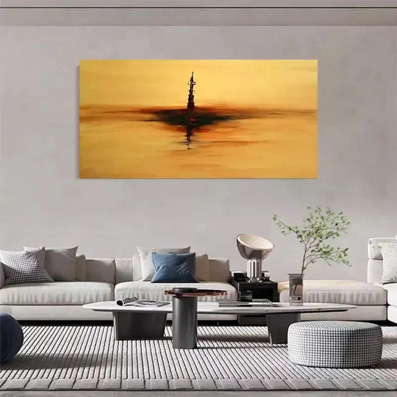Lonely Lighthouse Abstract Landscape Wall Art Canvas Office Home Room Framed 120x60cm