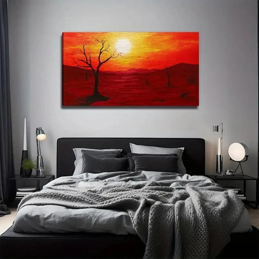 Sun Tree Without Leaves Wall Art Canvas Office Home Room Framed 120x60cm