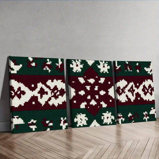3pcs Christmas sweater pattern  Wall Art Set Canvas Framed 40x60cm - High Quality Print 100% Australian Made Wall Canvas Ready to Hang