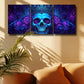 3pcs Gothic-Inspired Purple Roses & Blue Skull Metal Print Ready to Hang Art