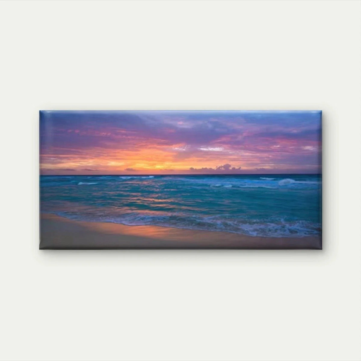 Seaside Beach Sunset Scene Wall Art Canvas Office Home Room Framed 80x45cm