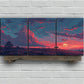 3pcs Sunset Grassland Dramatic Sky and Silhouette Metal Print Ready to Hang Art