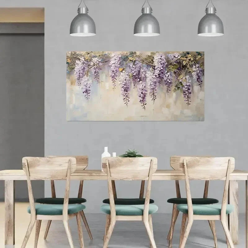 Purple Broken Flowers wall canvas office home room framed 120x60cm