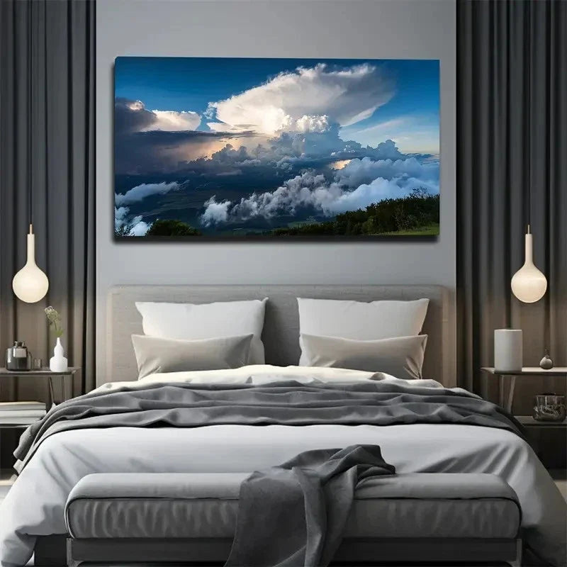 White Cloud Close-Up Wall Art Canvas Office Home Room Framed 120x60cm