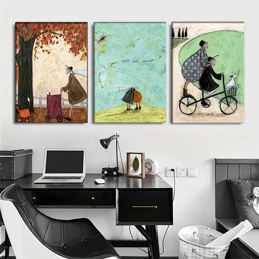 3pcs Elderly Couple Theme, Metal Print Ready to Hang Art