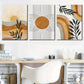 3pcs Modern Abstract Art Line Leaf Sun Metal Print Ready to Hang Art