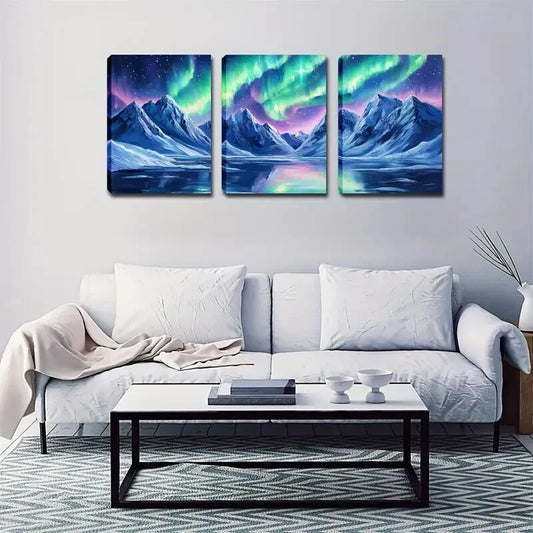 3pcs Mountain Covered with Snow Specific Style Wall Art Set Canvas Framed 40x60cm - High Quality Print 100% Australian Made Wall Canvas Ready to Hang